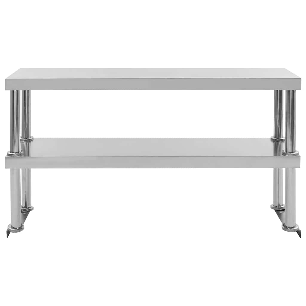 Vidaxl verhoging voor werktafel 2-laags 120x30x65 cm roestvrij staal