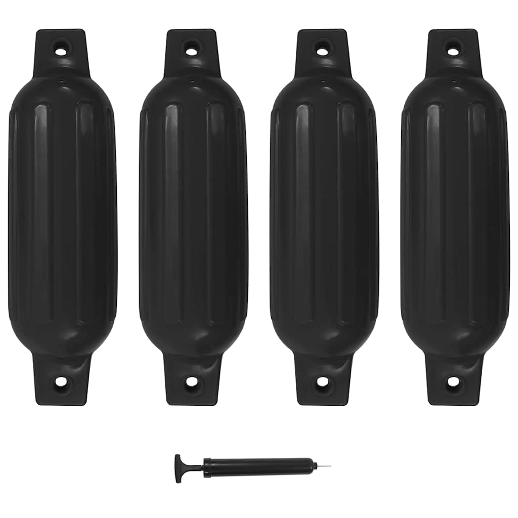 VidaXL Bootsfender, 4 Stück, 41 x 11,5 cm, PVC, Schwarz