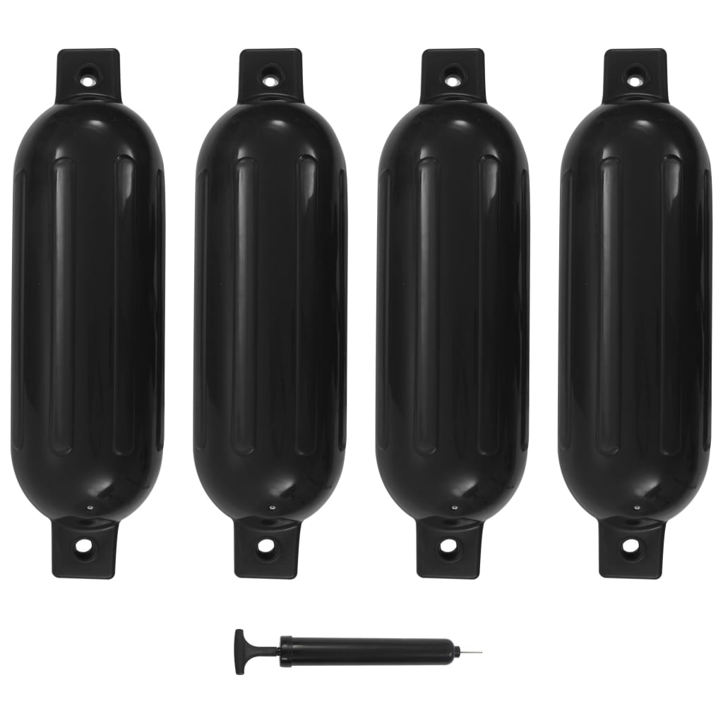 VidaXL Bootsfender, 4 Stück, 51 x 14 cm, PVC, Schwarz
