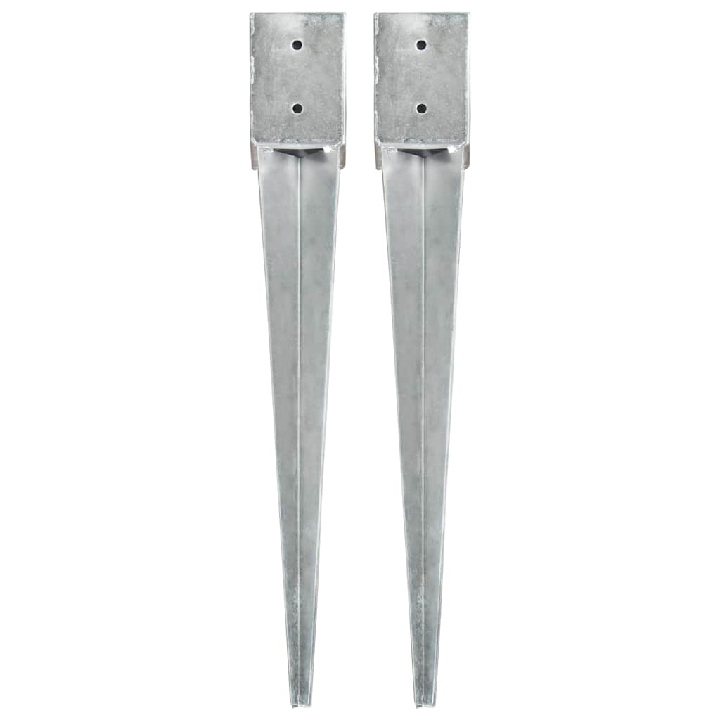 VidaXL Gemahlene Stifte 2 PCs 10x10x76 cm Galvanizer Stahl Silberfarben