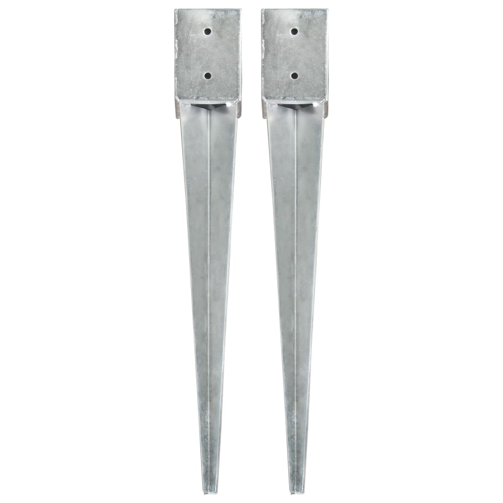 VidaXL Gemahlene Stifte 2 PCs 10x10x76 cm Galvanizer Stahl Silberfarben