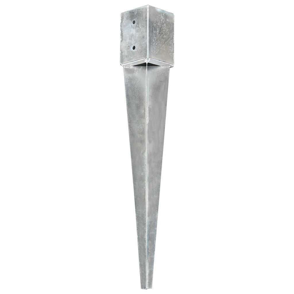 VidaXL Gemahlene Stifte 2 PCs 10x10x76 cm Galvanizer Stahl Silberfarben