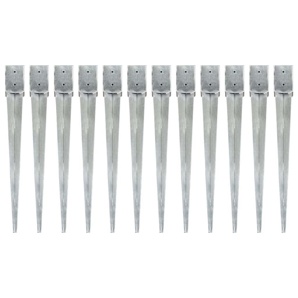 Vidaxl Gemahlene Stifte 12 PCs 10 x 10 x 91 cm Galvanizer Stahl Silberfarben