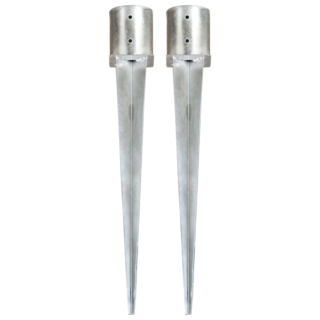 Vidaxl Gemahlene Stifte 2 Stück 12x91 cm Galvanizer Stahl Silberfarben