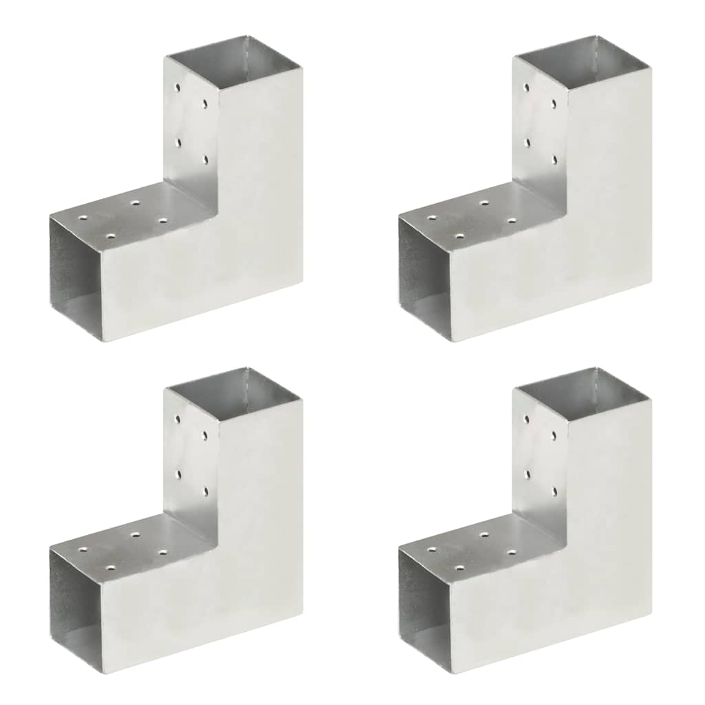 Vidaxl paalverbindingen 4 st l-vorm 71x71 mm gegalvaniseerd metaal