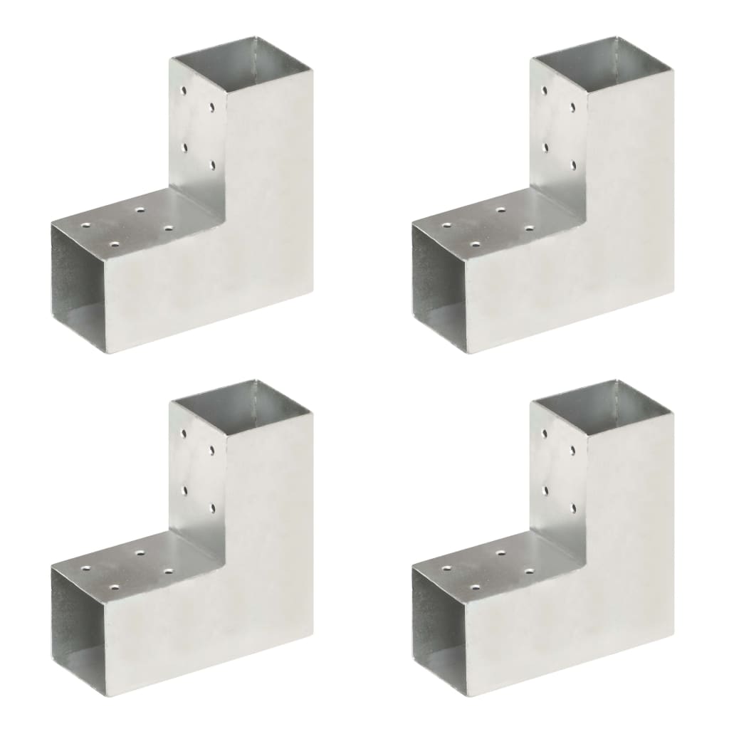 VidaXL Pfostenverbinder, 4 Stück, L-förmig, 71 x 71 mm, verzinktes Metall
