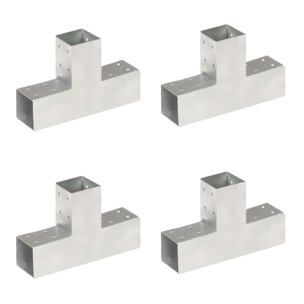 VidaXL Pfostenverbinder, 4 Stück, T-förmig, 71 x 71 mm, verzinktes Metall