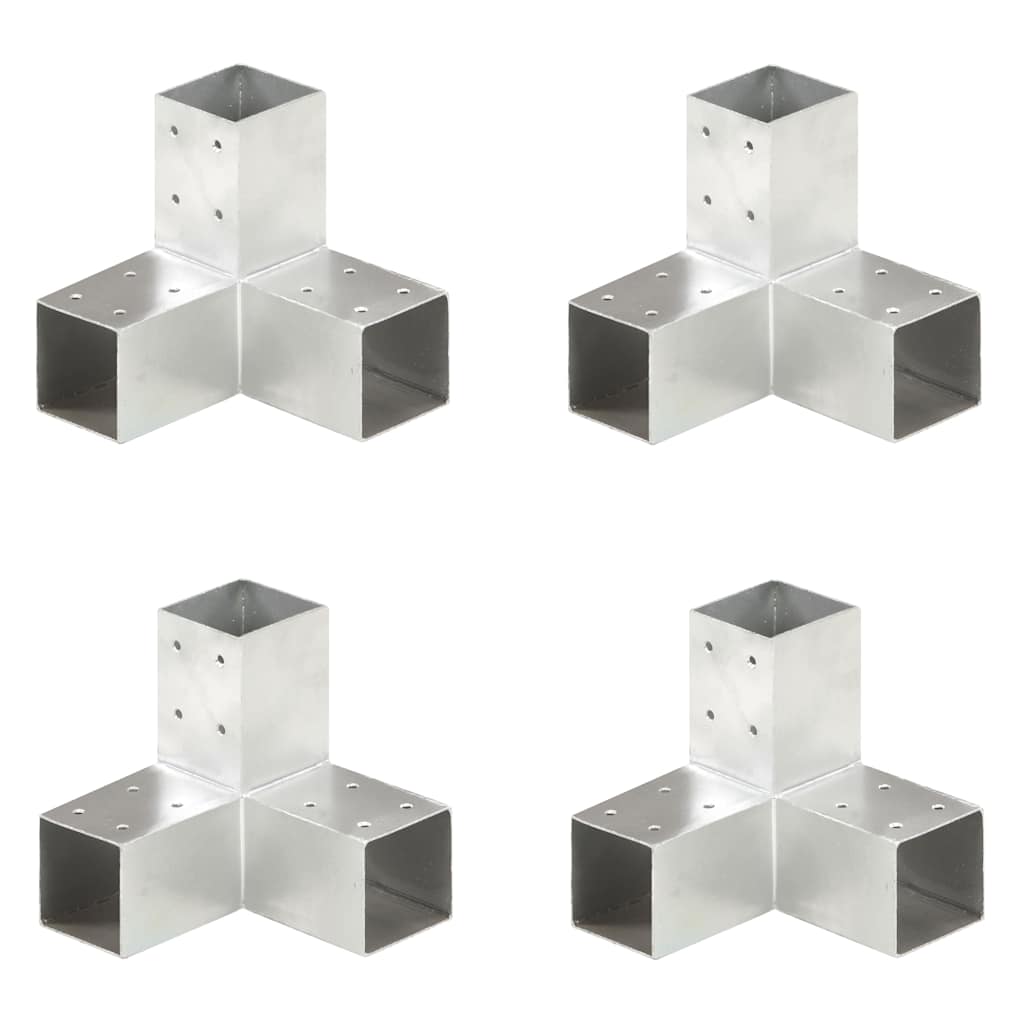 VidaXL Pfostenverbinder, 4 Stück, Y-förmig, 71 x 71 mm, verzinktes Metall
