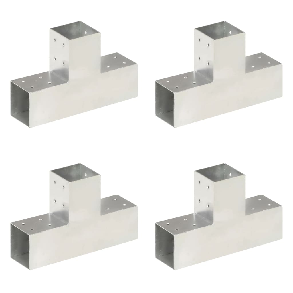 VidaXL Pfostenverbinder, 4 Stück, T-förmig, 81 x 81 mm, verzinktes Metall