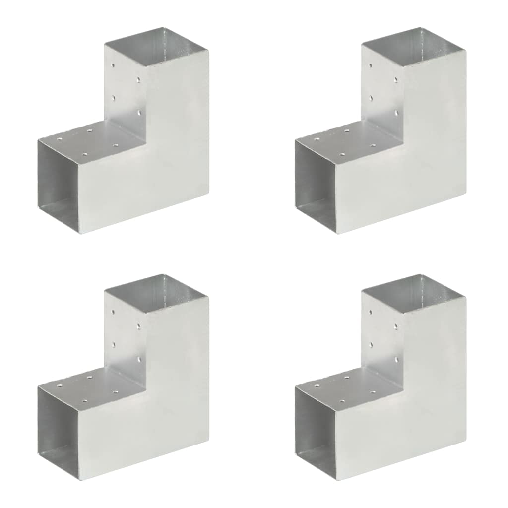 Vidaxl paalverbindingen 4 st l-vorm 91x91 mm gegalvaniseerd metaal