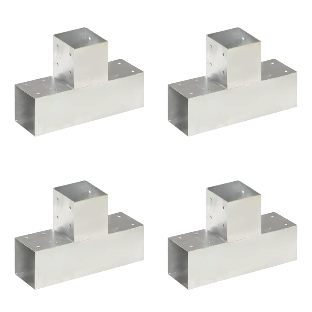 Vidaxl-Pfahlverbindungen 4 Stück T-Form 91x91 mm verzinktes Metall