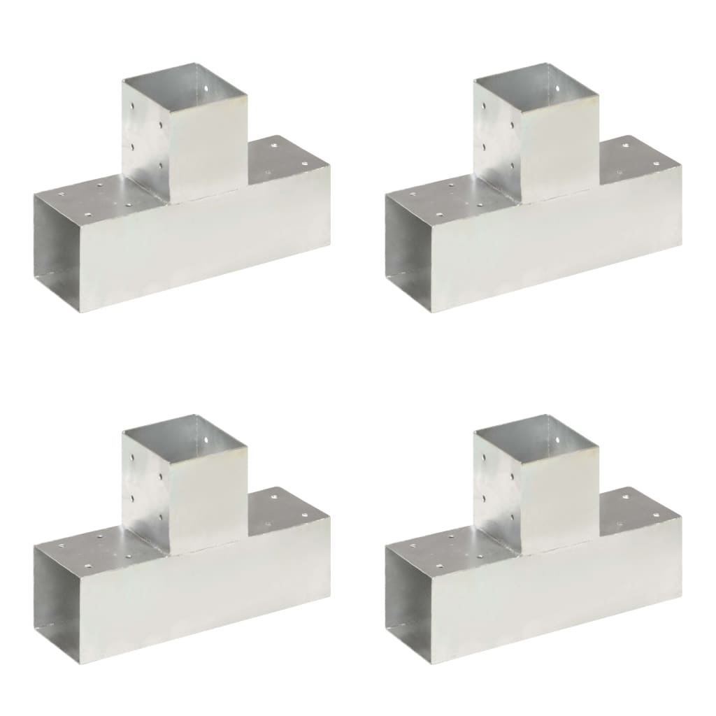 Vidaxl-Pfahlverbindungen 4 Stück T-Form 91x91 mm verzinktes Metall