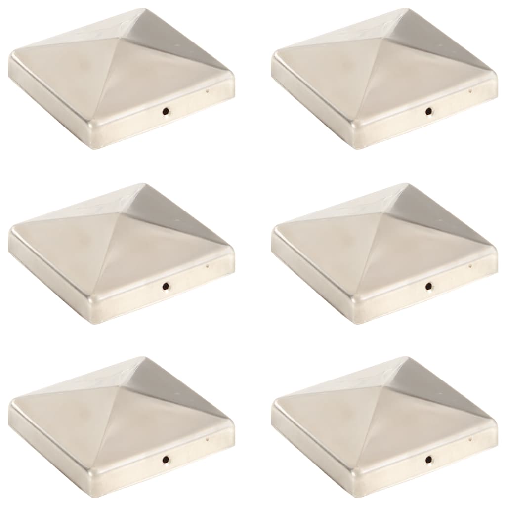 Vidaxl paalkappen 6 st piramide 101x101 mm roestvrij staal
