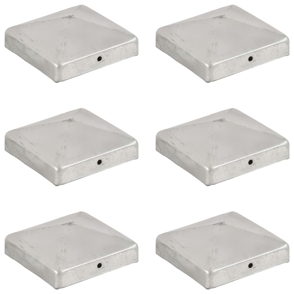 VidaXL Pfostenkappen, 6 Stück, Pyramidenform, 91 x 91 mm, verzinktes Metall