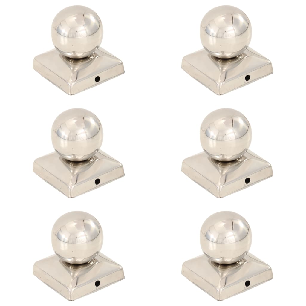 VidaXL Pfostenkappen, 6 Stück, Kugelform 71x71 mm, Edelstahl
