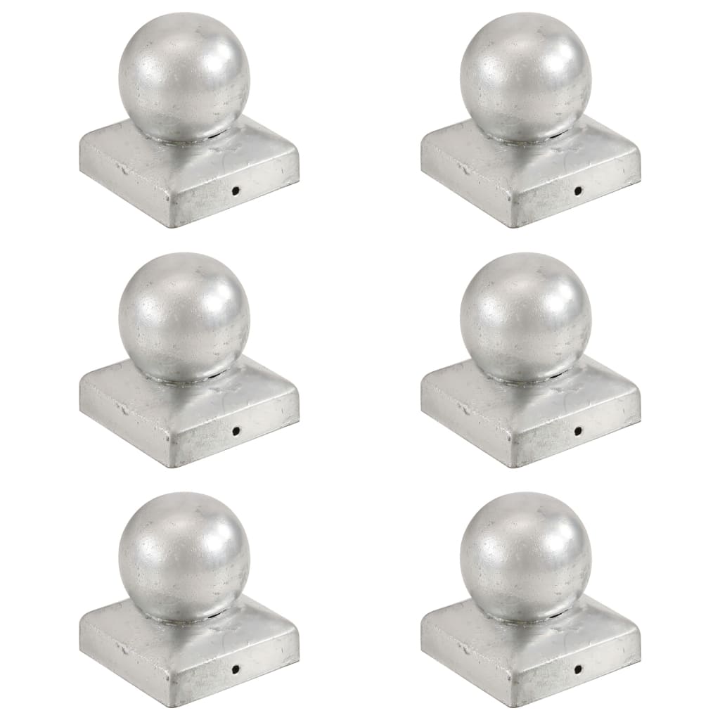 Vidaxl -Pfahlhauben 6 Stück Kugel 71 x 71 mm verzinktes Metall