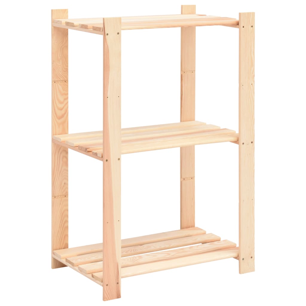 Vidaxl opbergrekken 3-laags 3 st 60x38x90 cm massief grenenhout 150 kg