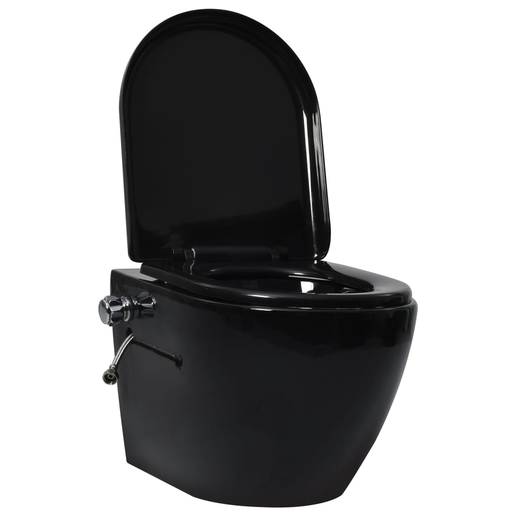 Vidaxl Hänge-WC-Umrandung mit Bidet - Funktion Keramik schwarz
