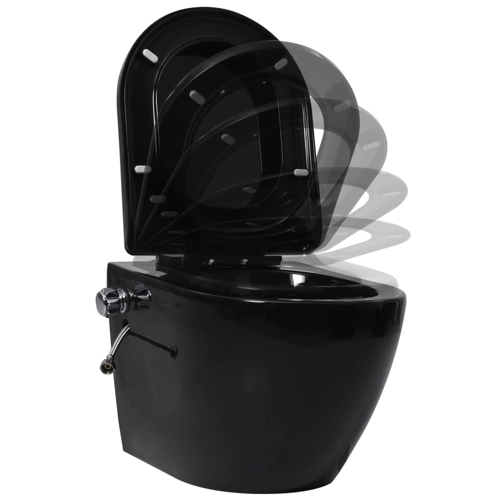Vidaxl Hänge-WC-Umrandung mit Bidet - Funktion Keramik schwarz