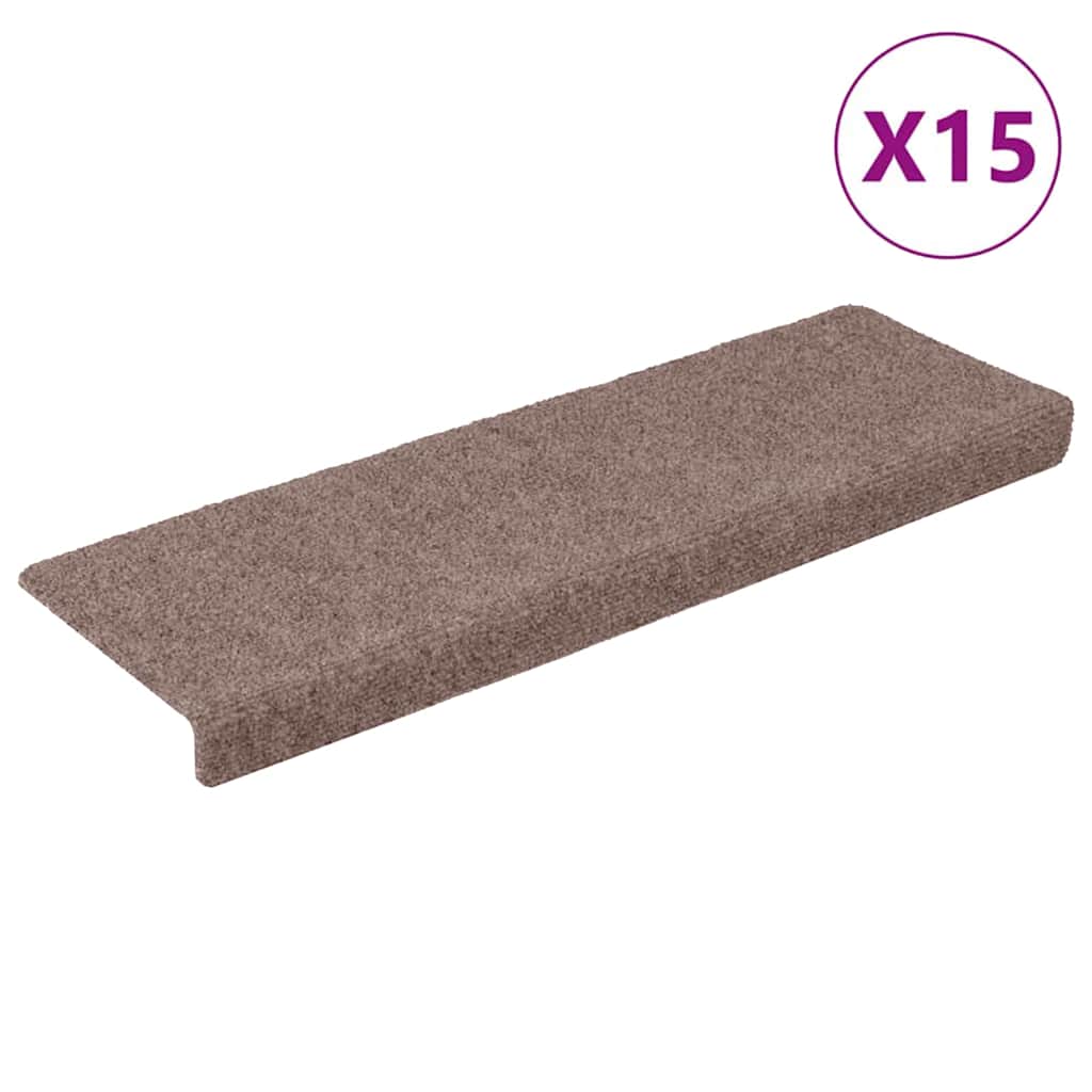VidaXL Treppenmatten, 15 Stück, 65 x 21 x 4 cm, Nadelfilz, cremefarben