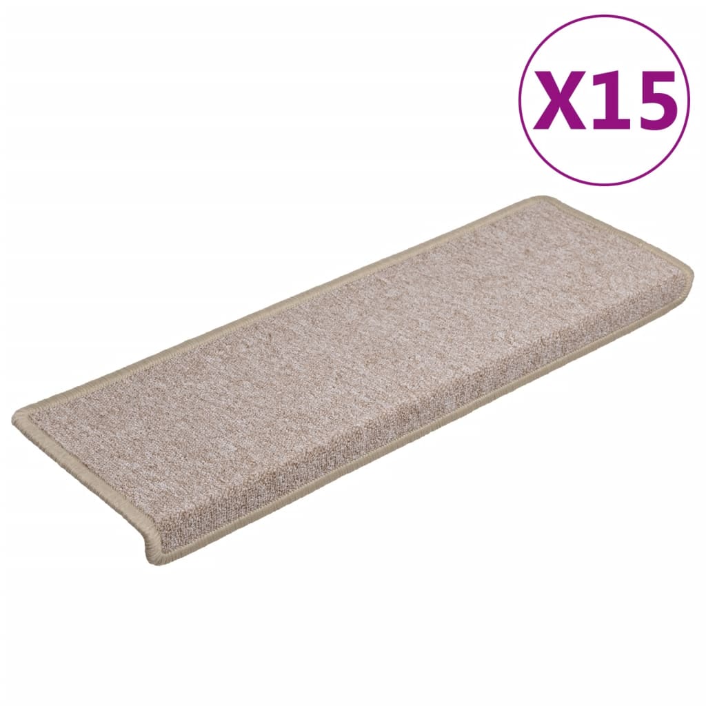 VidaXL Treppenmatten, 15 Stück, 65 x 21 x 4 cm, taupe
