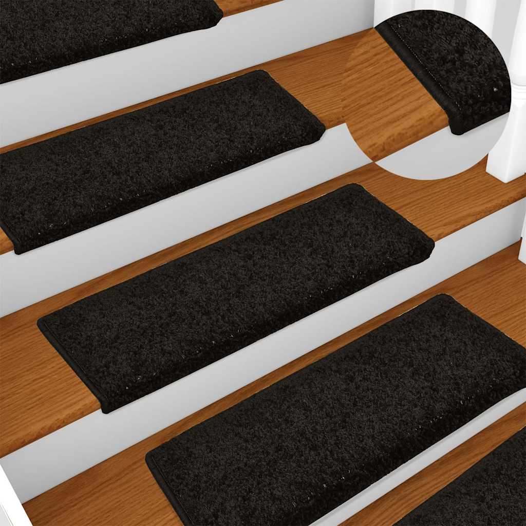 Vidaxl trapmatten 15 st 65x21x4 cm zwart rechthoekige rand