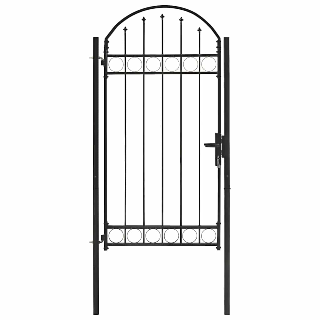 Vidaxl poort met gebogen bovenkant 100x250 cm staal zwart