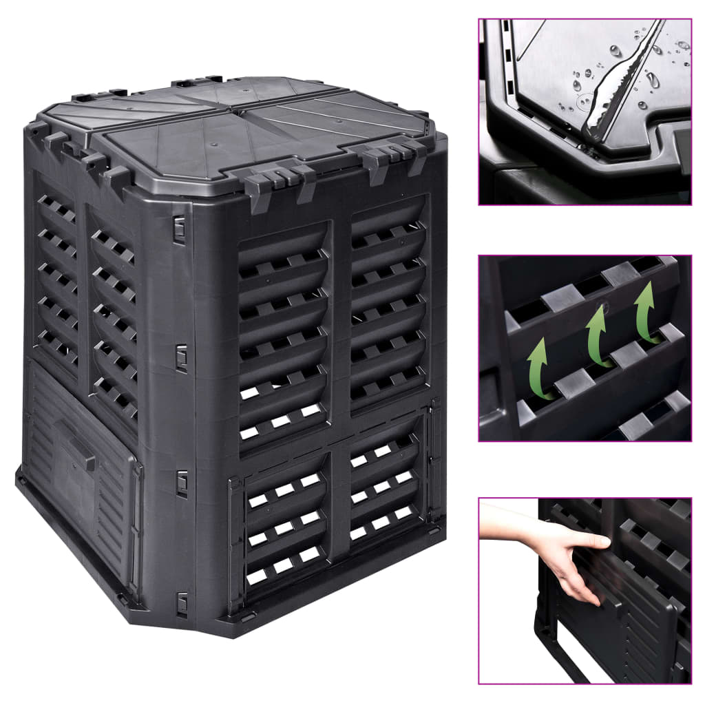 VIDAXL -Kompost -Behälter 360 L 68,9x68,9x83,9 cm Schwarz