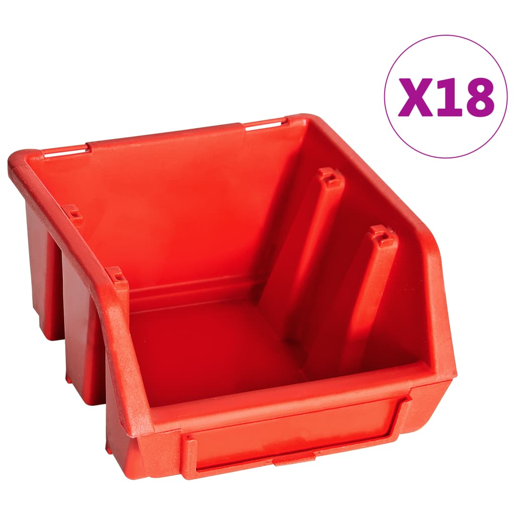 VidaXL 32-teiliges Aufbewahrungsbox-Set mit Wandpaneelen, Rot und Schwarz
