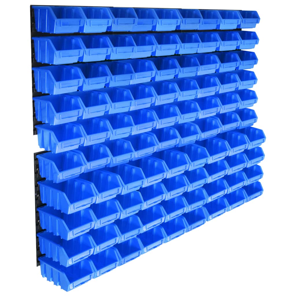Vidaxl 96-delige opslagbakkenset met wandpanelen blauw