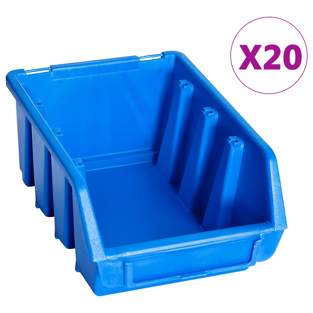 VidaXL Stapelboxen, 20 Stück, Kunststoff, blau