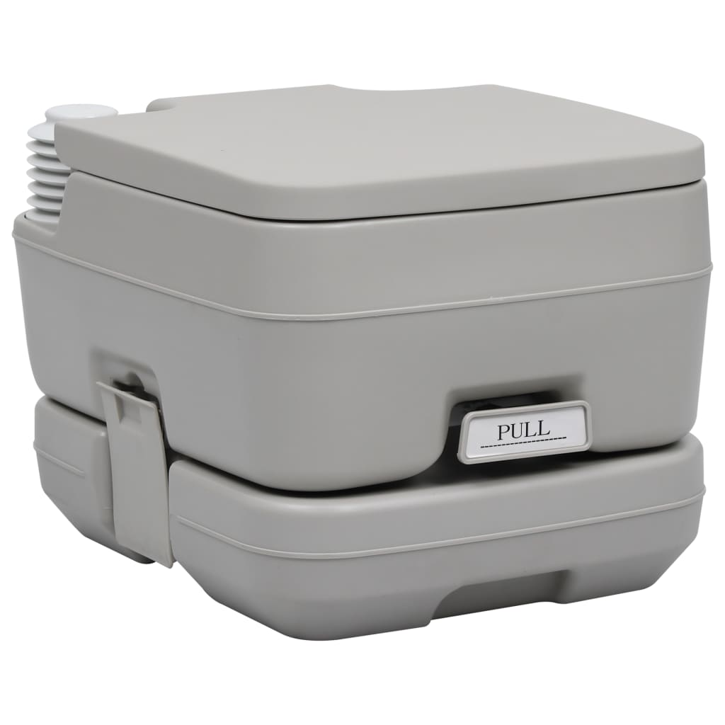 VidaXL Tragbare Campingtoilette 10+10 l Grau