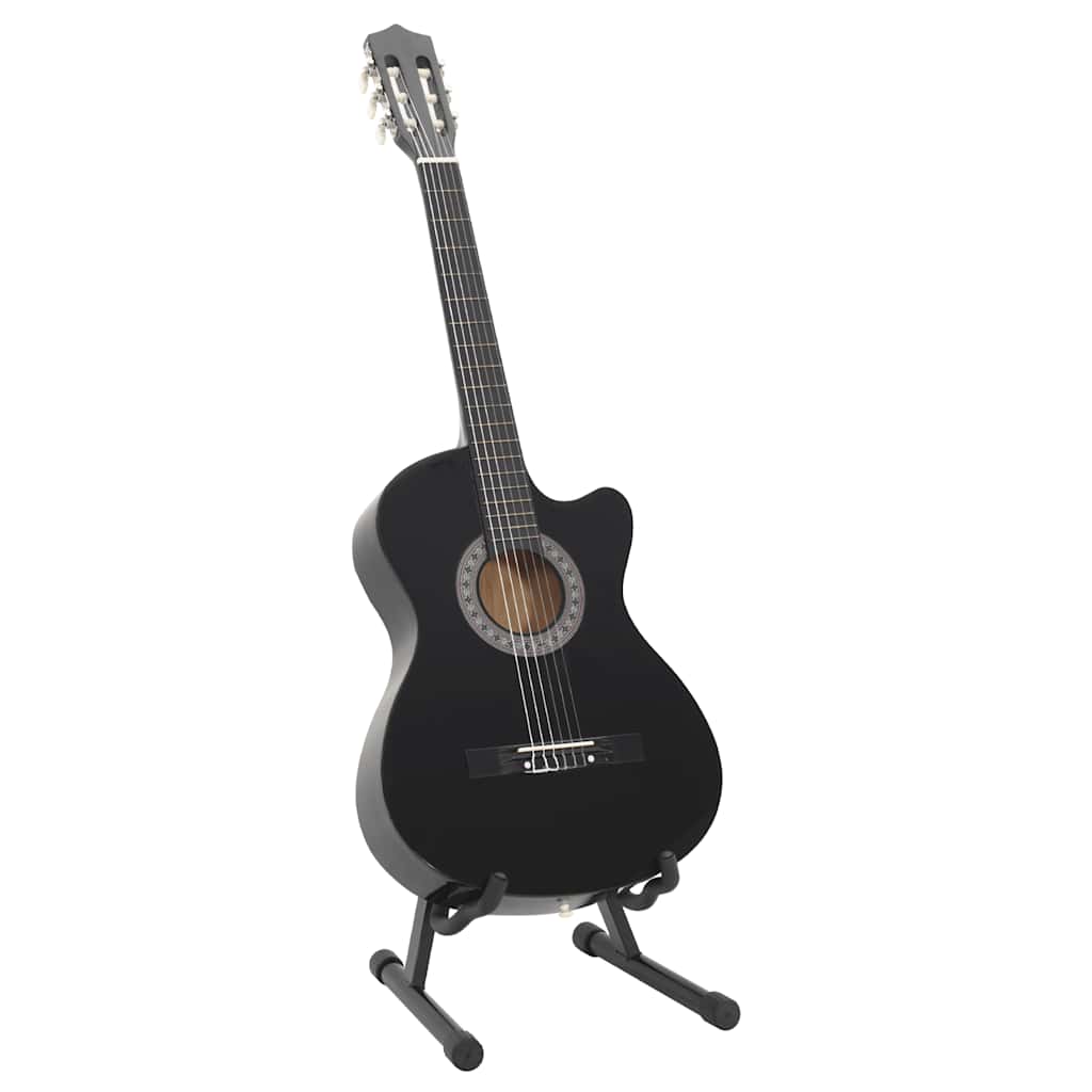 VidaXL 12-teiliges Gitarrenset mit 6 Saiten, Western Classical, 38 Zoll, Schwarz