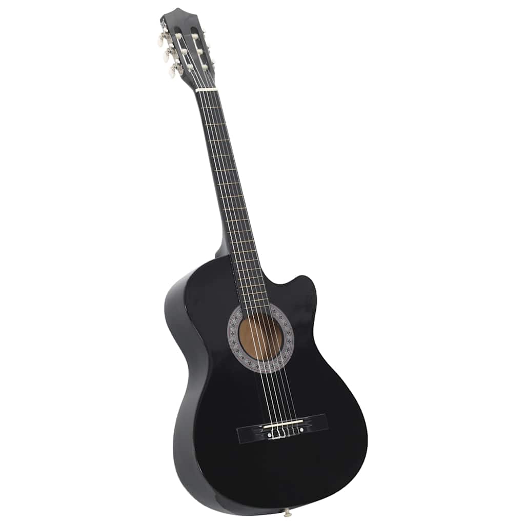 VidaXL 12-teiliges Gitarrenset mit 6 Saiten, Western Classical, 38 Zoll, Schwarz