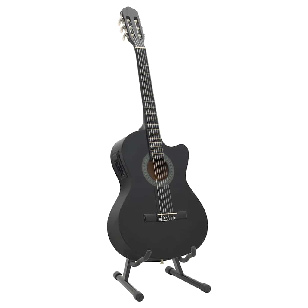 VidaXL 12-teiliges Gitarrenset mit Equalizer und 6 Saiten, Western Black