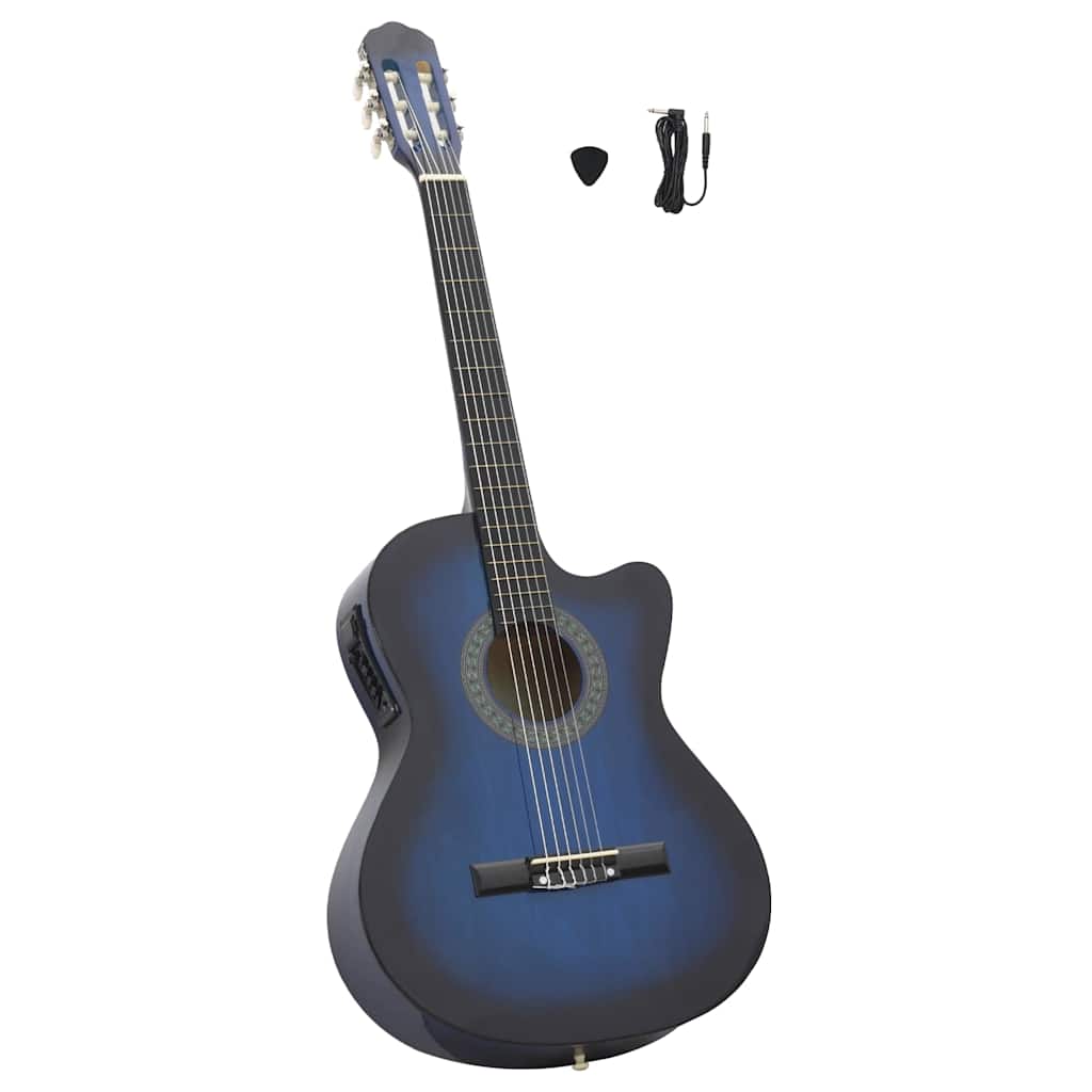 Vidaxl gitaar cutaway met equalizer 6 snaren western klassiek blauw
