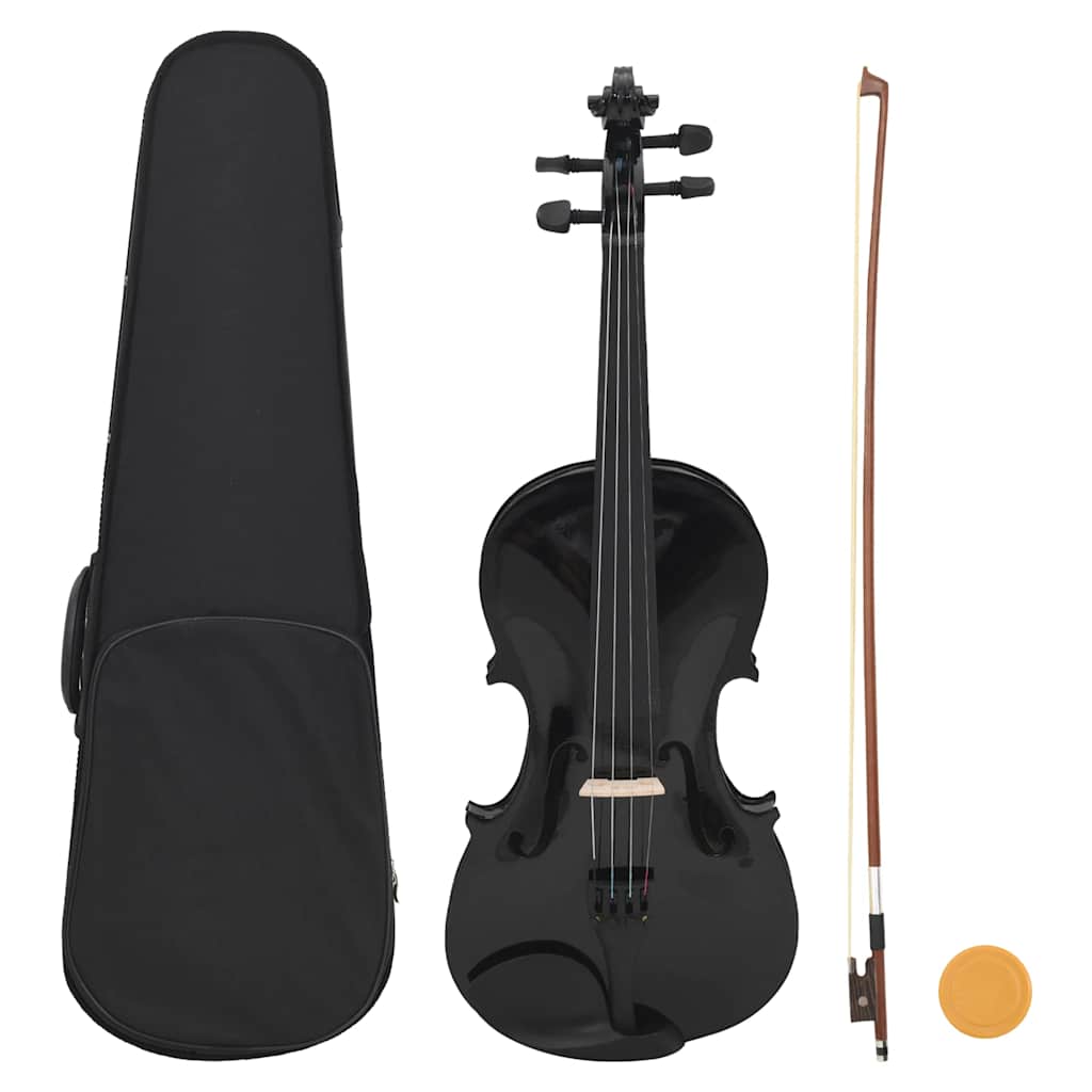 VidaXL Violinenset mit Bogen und Kinnhalter 4 4 Schwarz