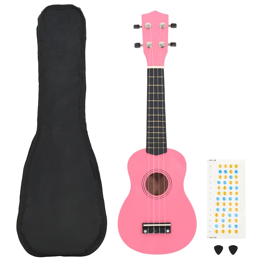 VidaXL Ukulelen-Set mit Tasche für Kinder, Sopran, 23 Zoll, Pink