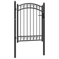 Vidaxl poort met gebogen bovenkant 100x125 cm staal zwart