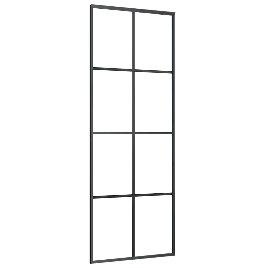Vidaxl schuifdeur 76x205 cm aluminium en esg-glas zwart