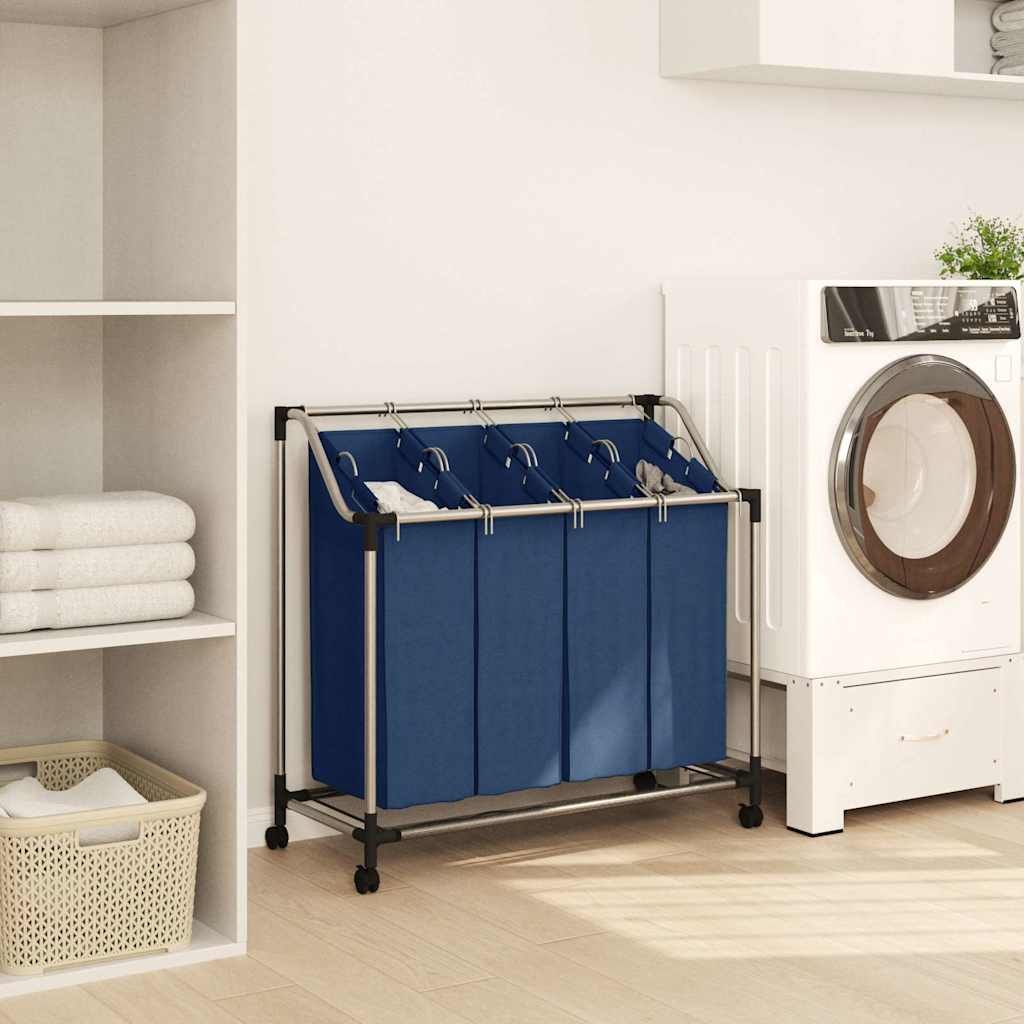 Vidaxl wassorteerder met 4 zakken staal blauw