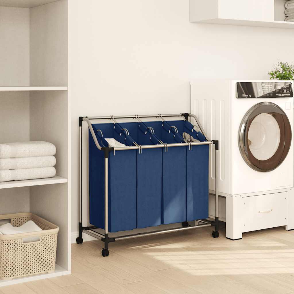 Vidaxl wassorteerder met 4 zakken staal blauw