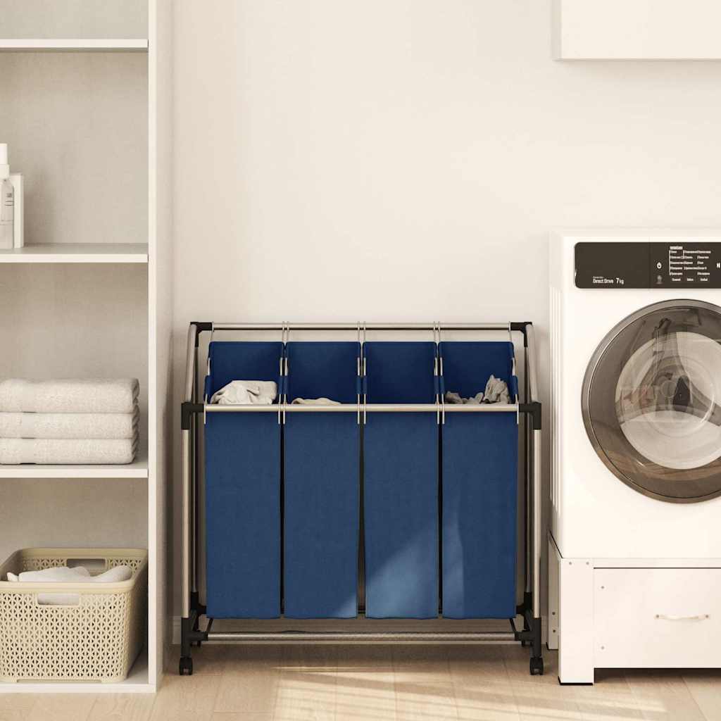 Vidaxl wassorteerder met 4 zakken staal blauw
