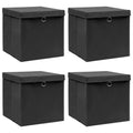 VidaXL Aufbewahrungsboxen mit Deckel, 4 Stück, 32 x 32 x 32 cm, Stoff, Schwarz
