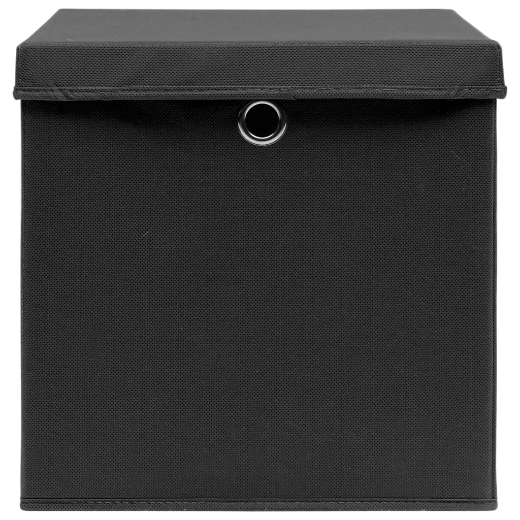 VidaXL Aufbewahrungsboxen mit Deckel, 4 Stück, 32 x 32 x 32 cm, Stoff, Schwarz
