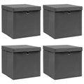 VidaXL Aufbewahrungsboxen mit Deckel, 4 Stück, 32 x 32 x 32 cm, Stoff, Grau