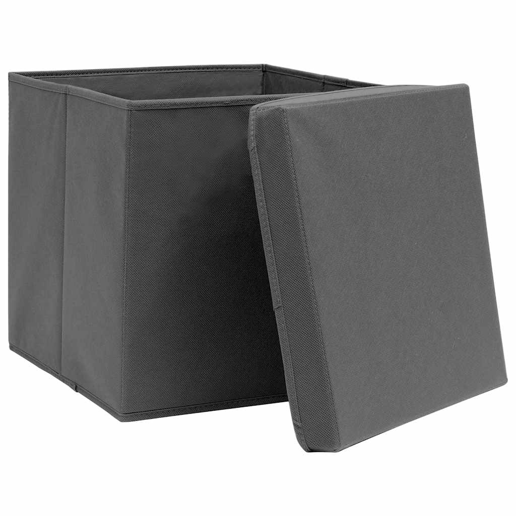 VIDAXL - Aufbewahrungsboxen mit Deckel, 10 Stück, 32 x 32 x 32 cm, Stoff, grau