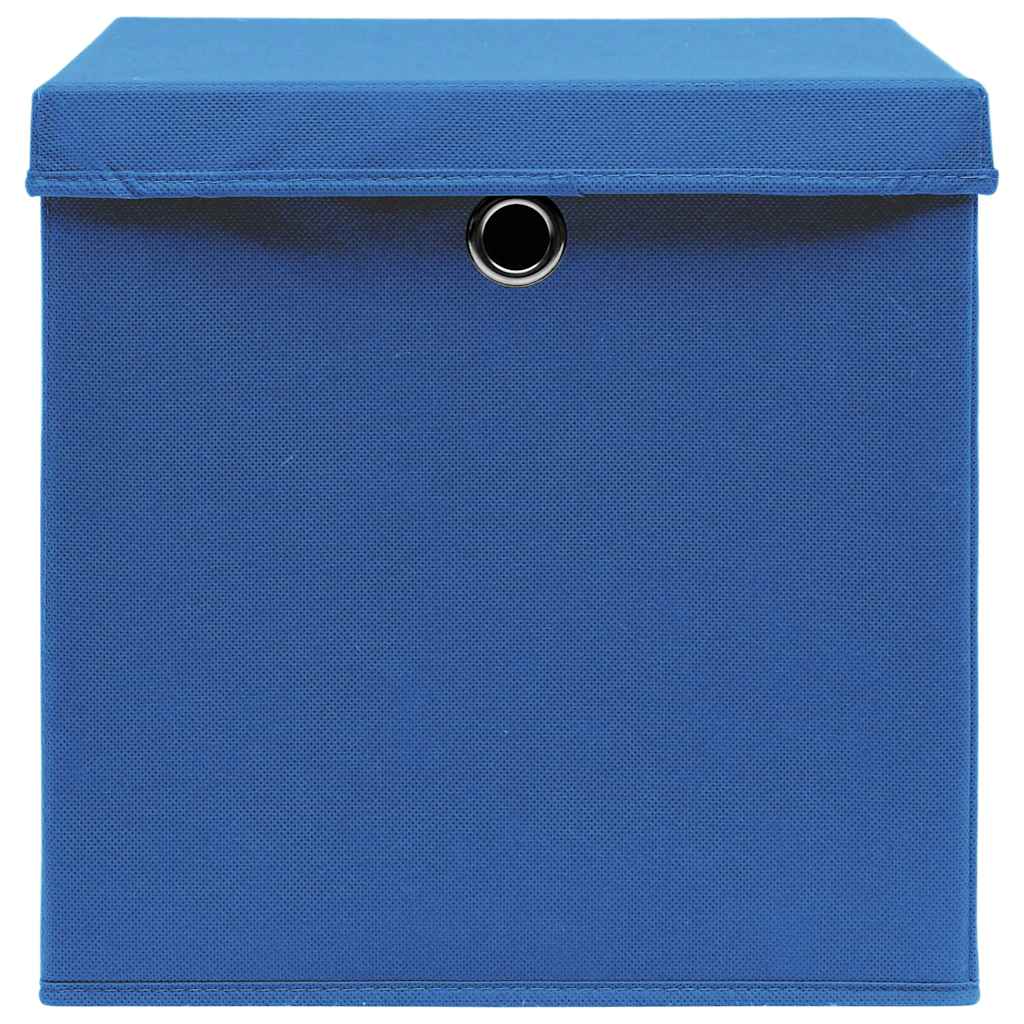 Vidaxl opbergboxen met deksel 4 st 32x32x32 cm stof blauw