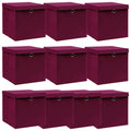 VIDAXL -Speicherboxen mit Deckel 10 Stück 32x32x32 cm Stoff dunkelrot