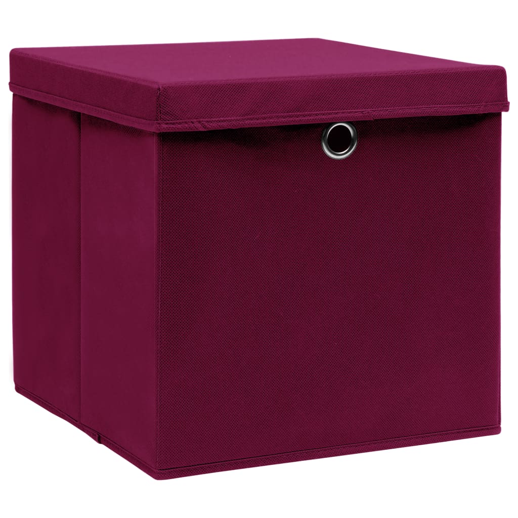 VIDAXL -Speicherboxen mit Deckel 10 Stück 32x32x32 cm Stoff dunkelrot